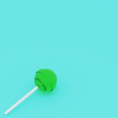 Lollipop green colour. 3d rendering