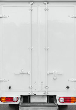 White Color Rear Door Of A Delivery Truck