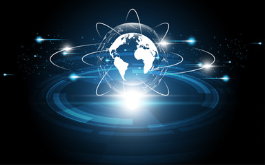 Global network connection World map abstract technology background global business innovation concept