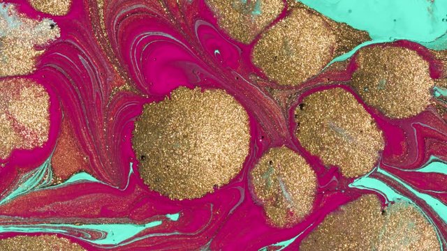 Top view Bright Collors Bubbles Slow Motion Oil Ink is fantastic structure of colorful chaotic motion bubbles stock video is a beautiful, unique, organic.