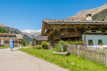 Wooden house typical in a alps village on Ridnaun Valley/Ridanna Valley - Racines country - near...