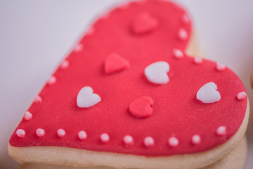 hand made heart shape cookies valentine wedding concept on white background 
