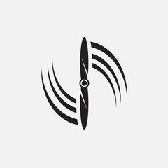 Black isolated silhouette of propeller of airplane on white background. Icon © credon2012
