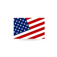 Flat and waving American Flag. Vector illustration