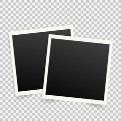 Set of template photo frames with shadow on transparent background. Vector illustration for your photos or memories. Scrapbook design.