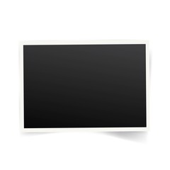 Realistic vintage photo frame with shadow on transparent isolated background, Empty photography snapshot template with adhesive tape. Mock up for vintage stylish photos or images, EPS10