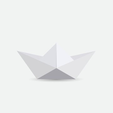 illustration of a white origami boat