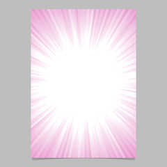 Abstract ray burst cover design template - gradient vector brochure background graphic from radial stripes in pink tones