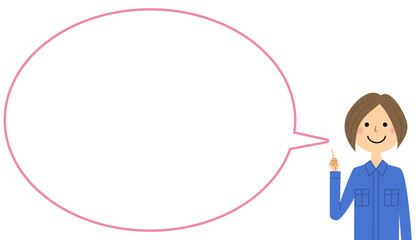 OKサインをする作業服の女性　ふきだし