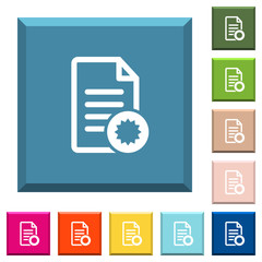 Document certificate white icons on edged square buttons