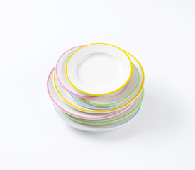 stack of rimmed plates