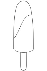 Fruit ice cream popsicle black and white line art icon.