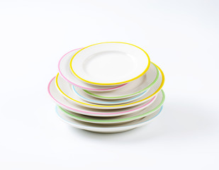 stack of rimmed plates