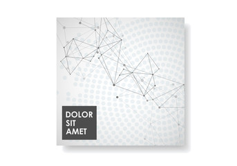Abstract geometric background with connected lines and dots. Technology vector brochure cover design
