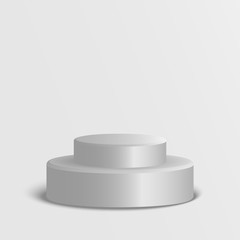 3d isolated Empty white podium on gray background. Vector illustration.