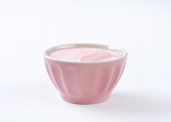 bowl of raspberry yogurt