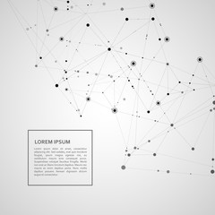 Connect polygonal network background. Lines and dots science pattern