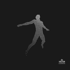 Fototapeta na wymiar Business, freedom or happiness concept. Dotted silhouette of person. Vector illustration.