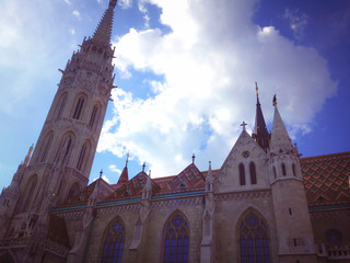 Bright St. Matthias Church in Budapest. One of the main temple in Hungary.	