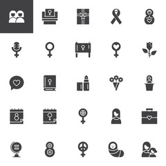 Woman's day vector icons set, modern solid symbol collection, filled style pictogram pack. Signs logo illustration. Set includes icons as female, girl, mother, gender, sex, feminism, daughter, friends