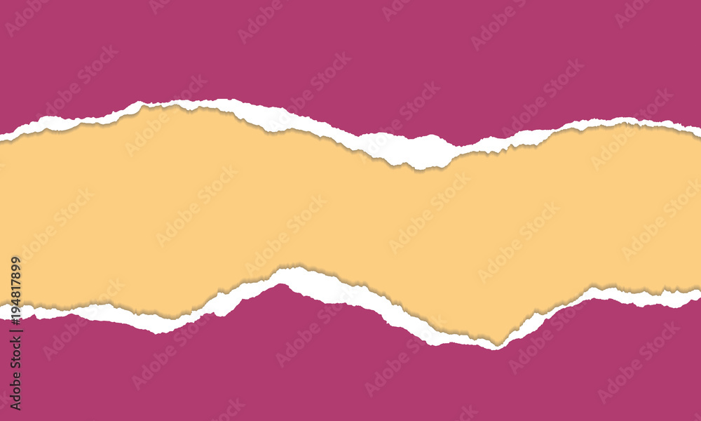 Poster torn paper with stripe of different color and space for text