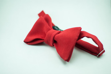 Stylish, soft, and fashionable red self tied bow tie. Isolated