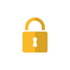 Gold lock icon, padlock silhouette