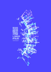 3d connection structure. Virtual abstract background with particles. Futuristic technology style. Vector illustration for science, education, genetic and chemical compounds. Social network.