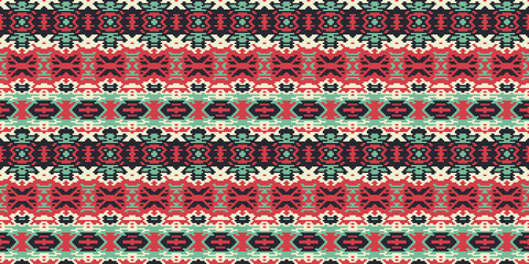 Horizontal seamless pattern Christmas design. Ethnic textile print. Vector fashion background.