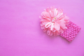 Fototapeta na wymiar pink bezel with flower on pink background