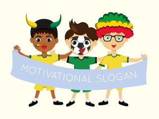 Fan of Benin national football, hockey, basketball team, sports. Boy with Benin flag in the colors of the national command with sports paraphernalia. Boy with Benin flag in the form of a sport.