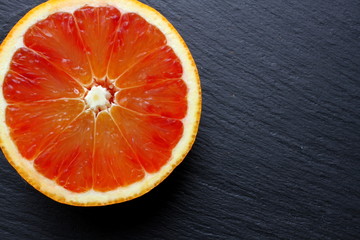Half blood orange on slate board