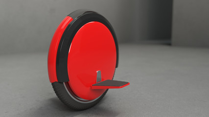 Mono wheel personal electrical transport. 3d illustration