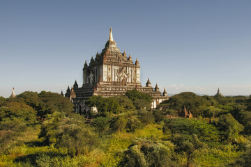 Bagan, Myanmar - February 4, 2018: .View of the temples in the plain of Bagan