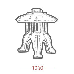 Toro Lantern. Japanese in Hand Drawn Style for Surface Design Fliers Prints Cards Banners. Vector Illustration