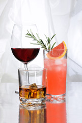 drinks on a table on a light background