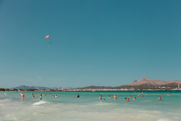 Playa de muro majorca spain parasailers in the air