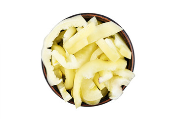 finely chopped Bulgarian pepper isolated