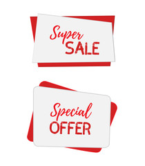 Vector banners for sale, special offers. Posters for internet, web design, template, mock up of stickers. Cartoon flat style