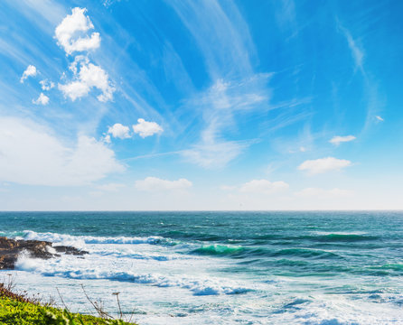 Clouds over a rough sea in Sardinia