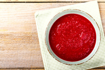 gazpacho soup on a wooden background