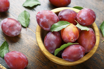 Fototapeta na wymiar ripe plums top view
