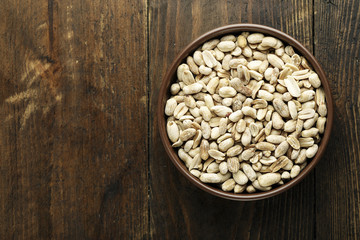 Peeled peanuts in a plate