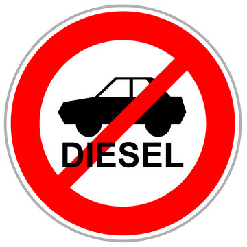 Red crossed traffic sign restricting diesel cars to enter