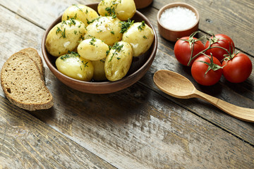 Young potatoes with vegetables