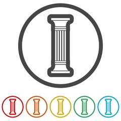 Antique Column Icon, 6 Colors Included