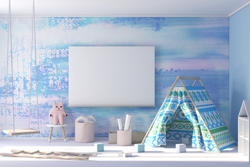 Child wigwam in child modern room, playning zane 3d rendering © radmila85