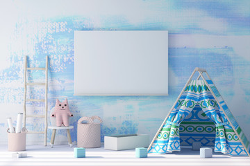 Child wigwam in child modern room, playning zane 3d rendering © radmila85