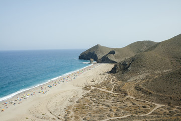 Carboneras, Almería, Spain, august 15, 2017.Scenic beach