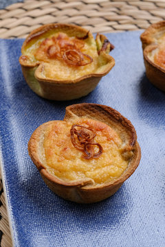 Close up Homemade    Taro Custard in Taro Toast Tarts. (selective Focus)